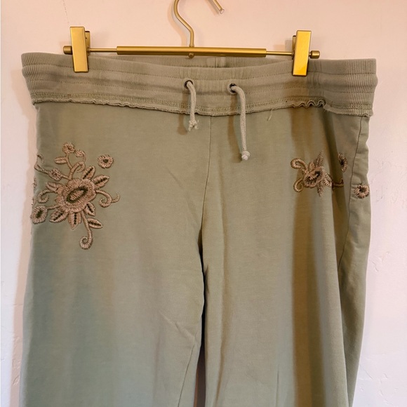 Vertigo Paris Y2K Green Embroidered Drawstring Cotton Sweat Pants Size Large - Picture 2 of 8